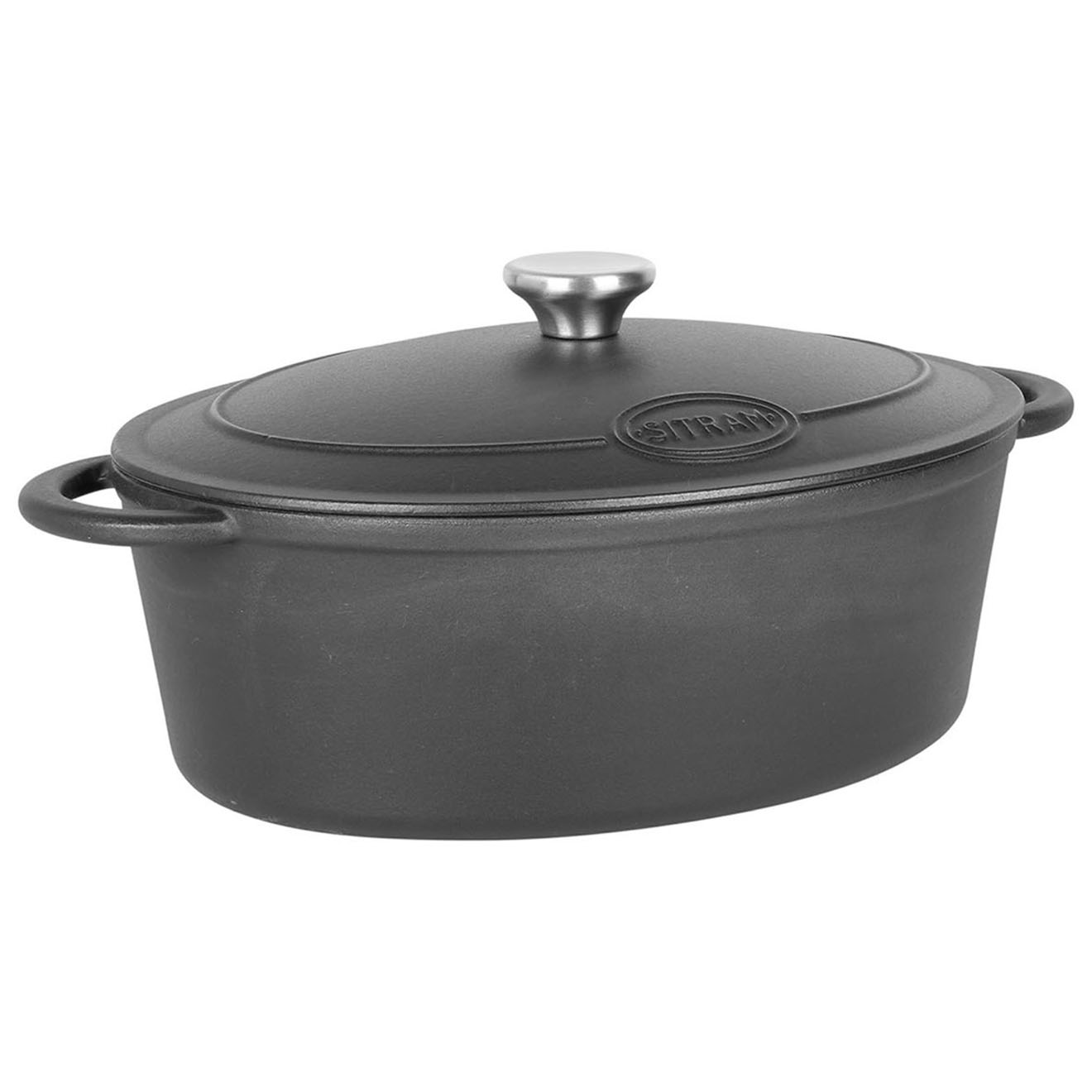 Sitram - Cocotte Fonte d'acier émaillée Forme ovale Tradifonte induction noir - 33x25x12 cm