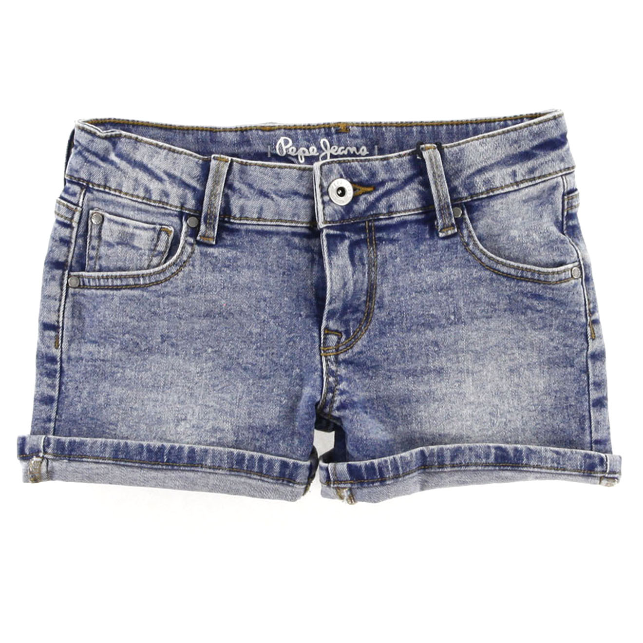 pepe jeans - short en jean foxtail bleu