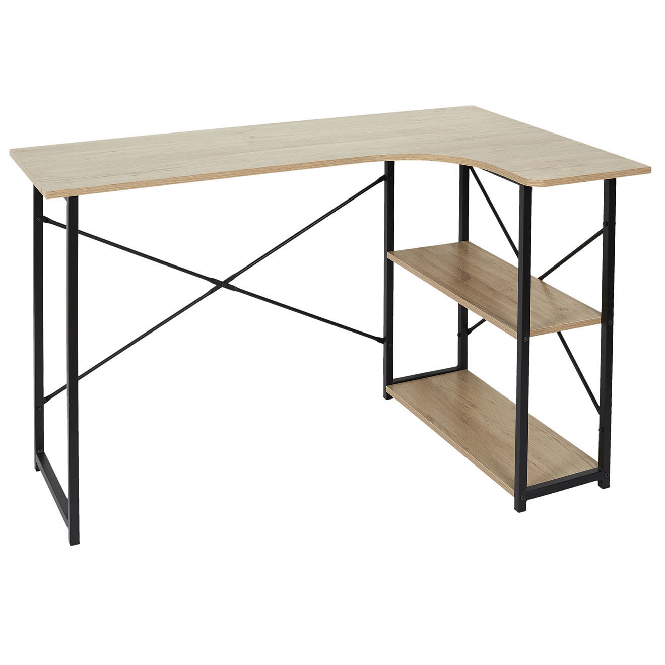 Home Deco Factory - Bureau d'angle Job noir/marron - 120x74x74 cm