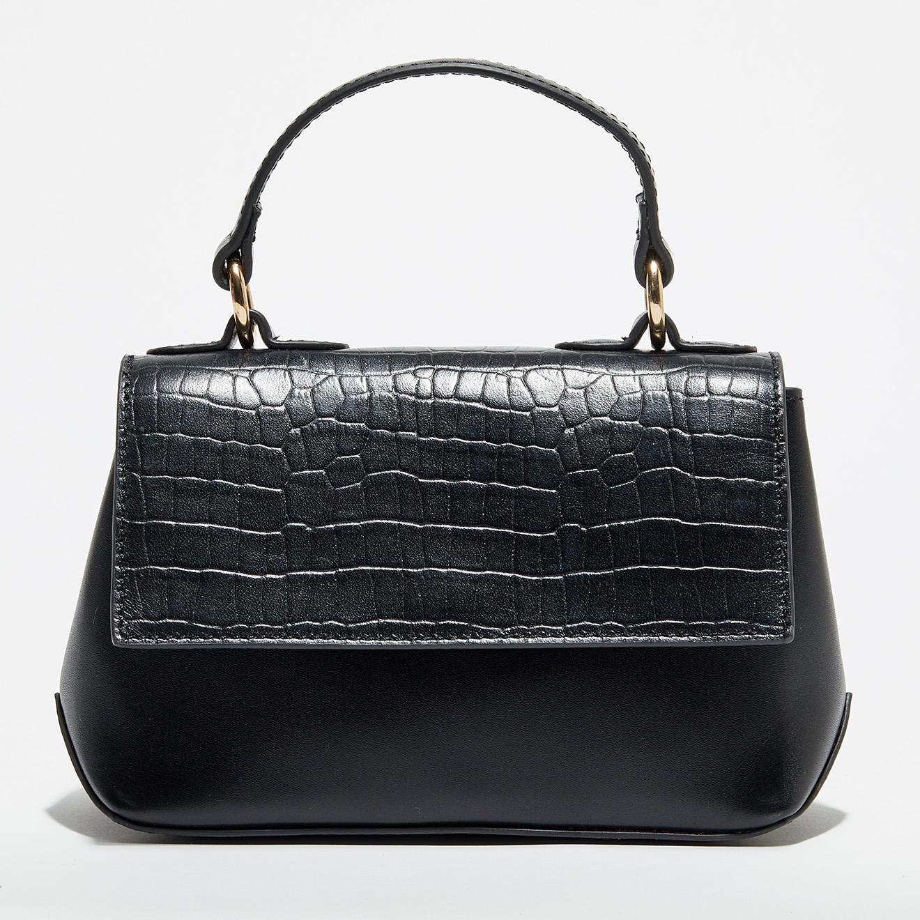 Apologie Studio - Mini Sac bandoulière en Cuir croco Emy noir - 12x17x8 cm