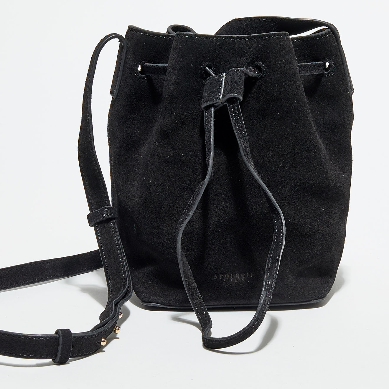 Petit Sac bourse en Velours de Cuir Maeva noir 21x14x14 cm