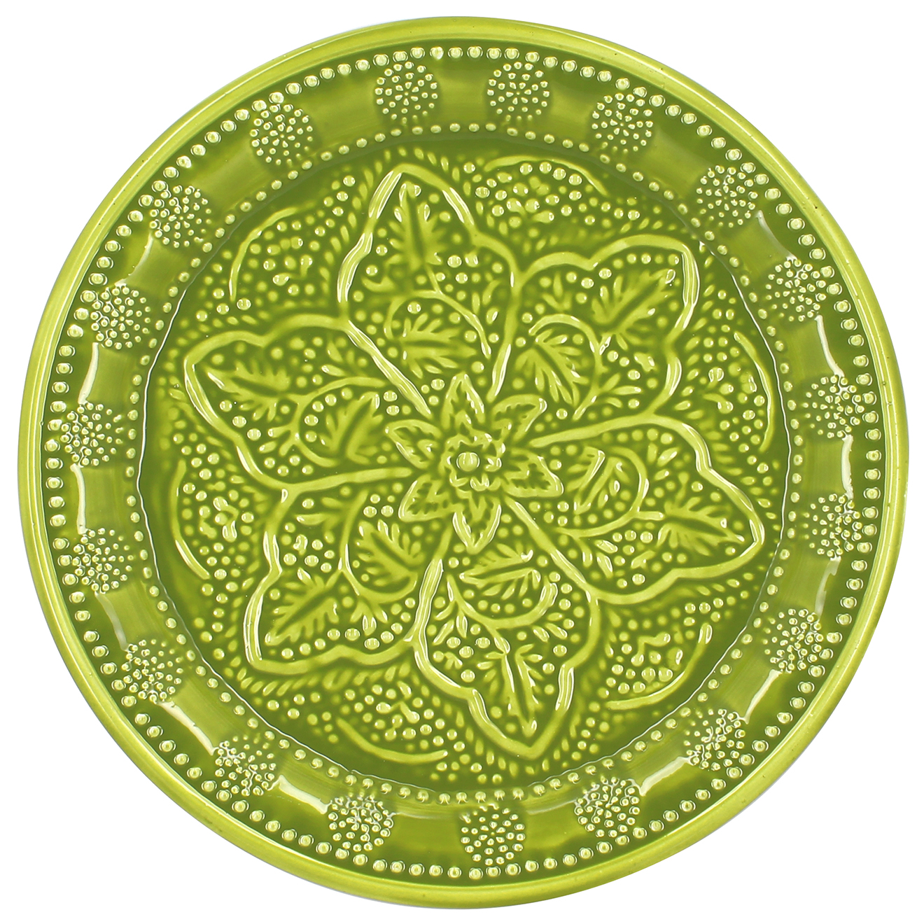 Pirouette - Plateau rond en metal emaillé bombay vert - D.32.5 cm