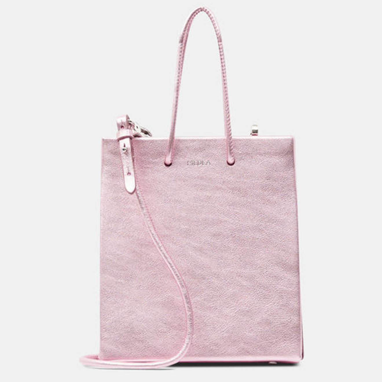 medea - petit sac à main en cuir rose métallisé - 14.5x16.5x9 cm