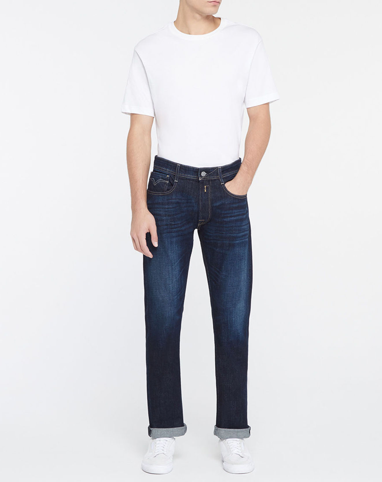 Replay - Jean droit 100% Coton Bio Pure Denim Rocco bleu foncé