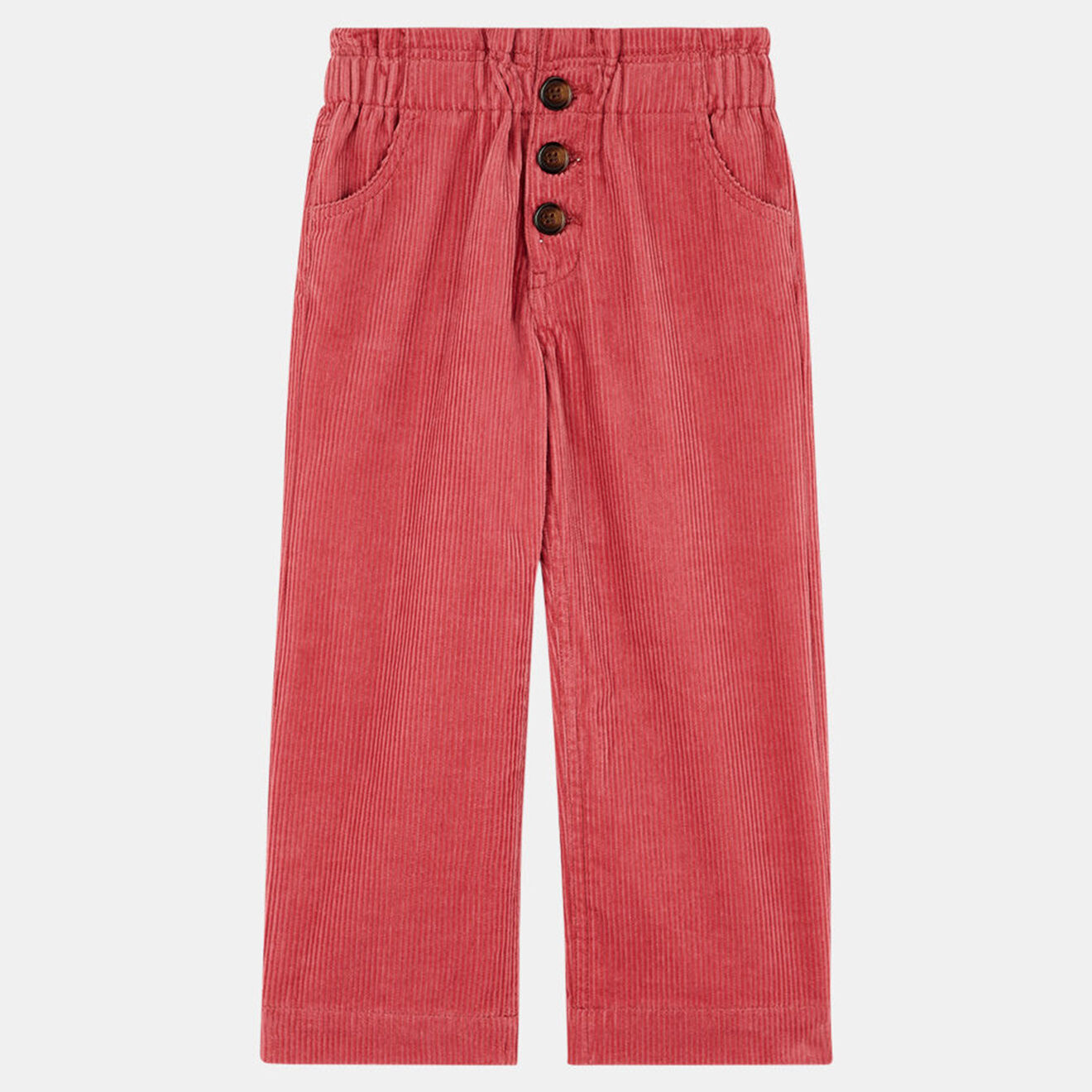 cadet rousselle - pantalon large velours de coton bio ninon rose