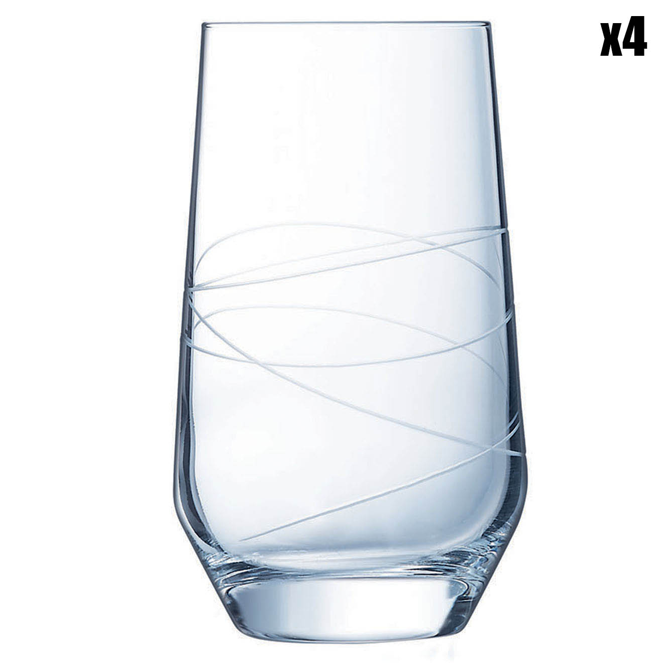 Cristal d'Arques - 4 Verres hauts Abstraction - 40 cl