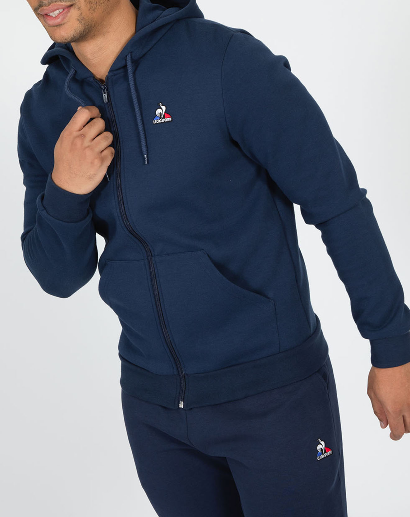 Le Coq Sportif - Sweat à capuche zippé Essentiel marine