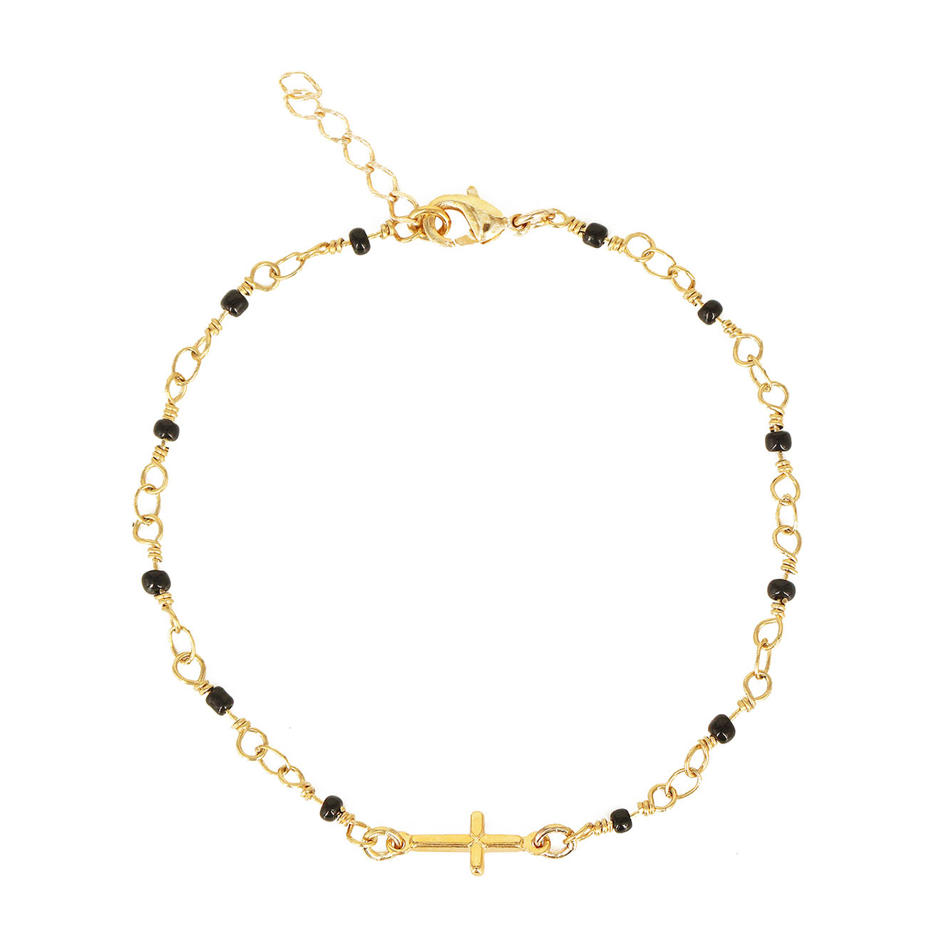 nilaï paris - bracelet jaipur croix en laiton doré
