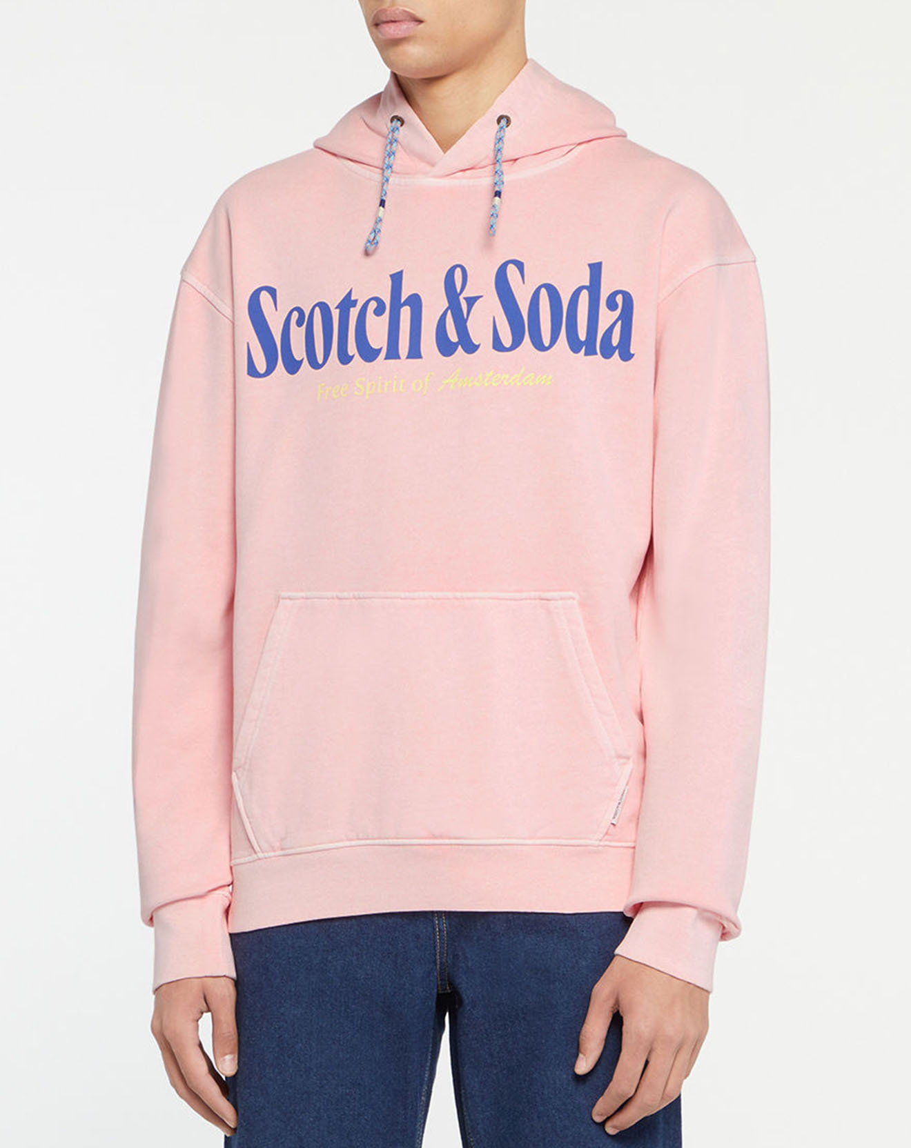 Scotch & Soda - Sweat délavé Logo rose clair