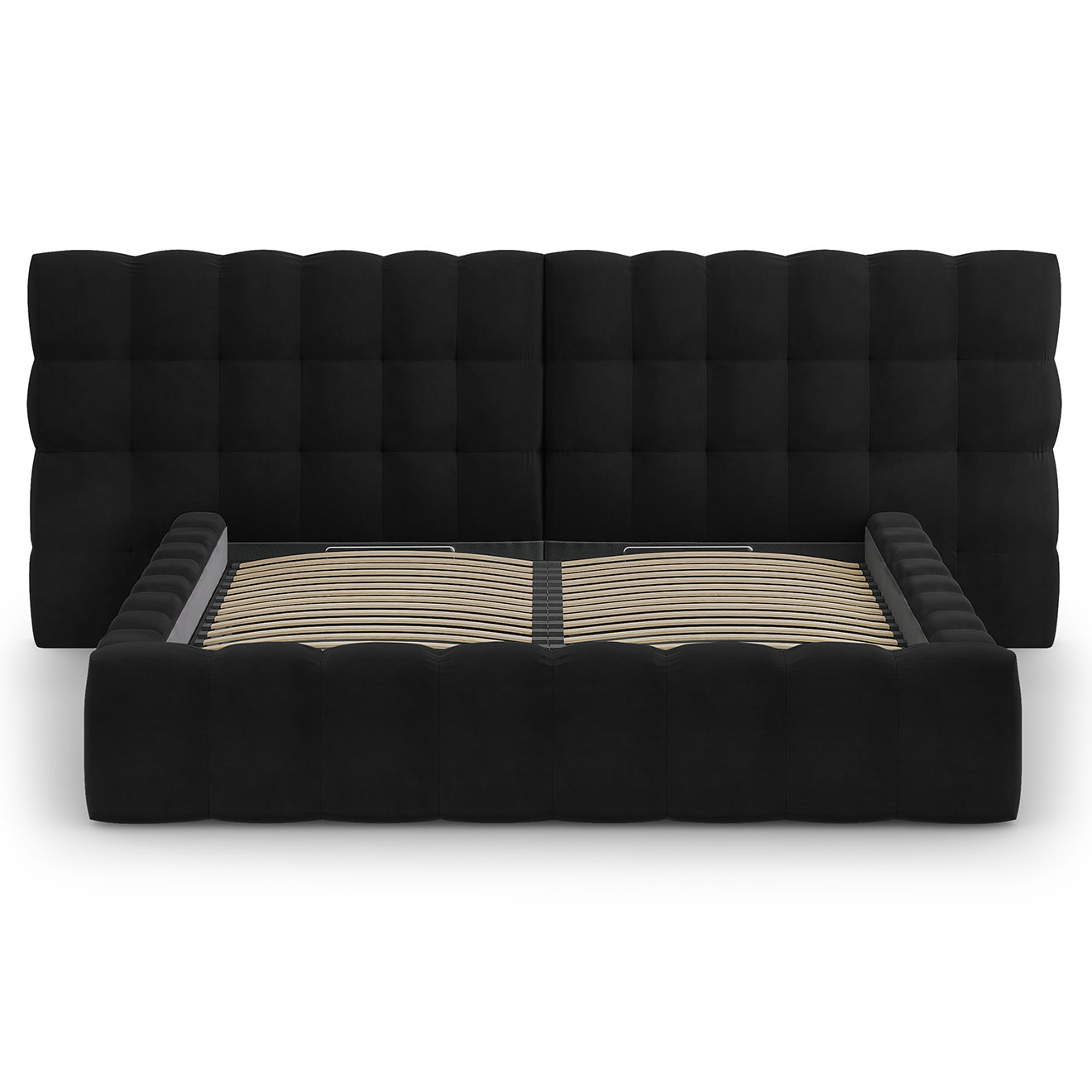 Cosmopolitan Design - Lit avec coffre de rangement Bali Velours noir - 180x200 cm