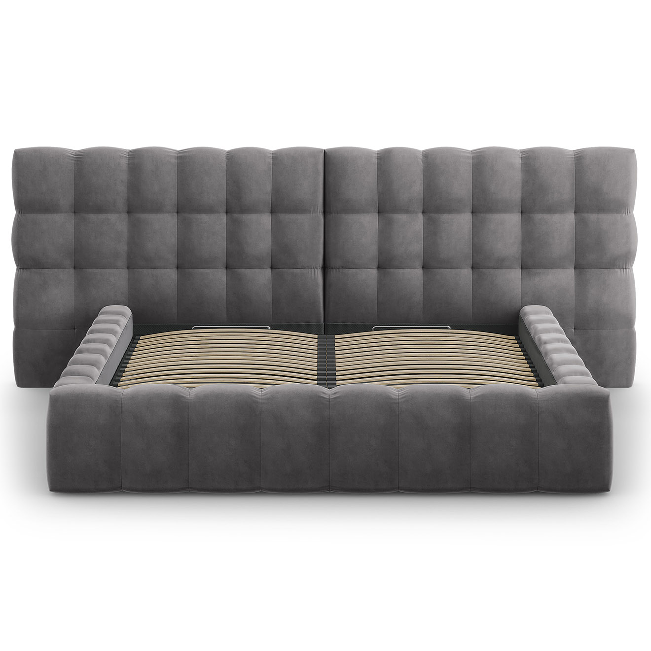 Cosmopolitan Design - Lit avec coffre de rangement Bali Velours gris - 180x200 cm