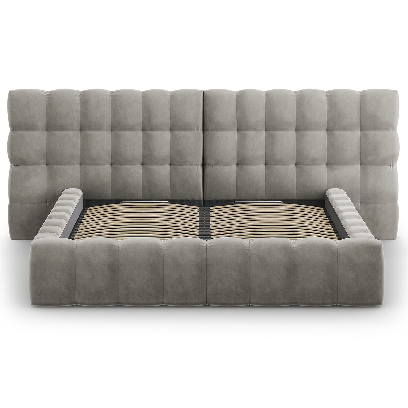 Cosmopolitan Design - Lit avec coffre de rangement Bali Velours gris clair - 180x200 cm