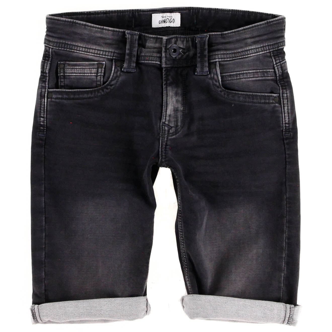 pepe jeans - short en jean tracker effet délavé gris anthracite