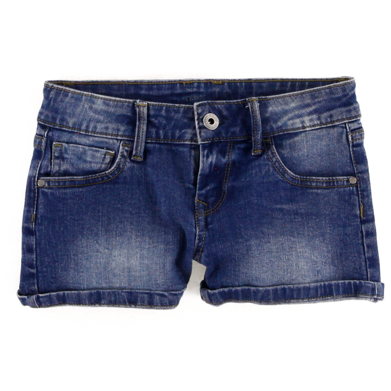 pepe jeans - short en jean mini foxtail bleu brut