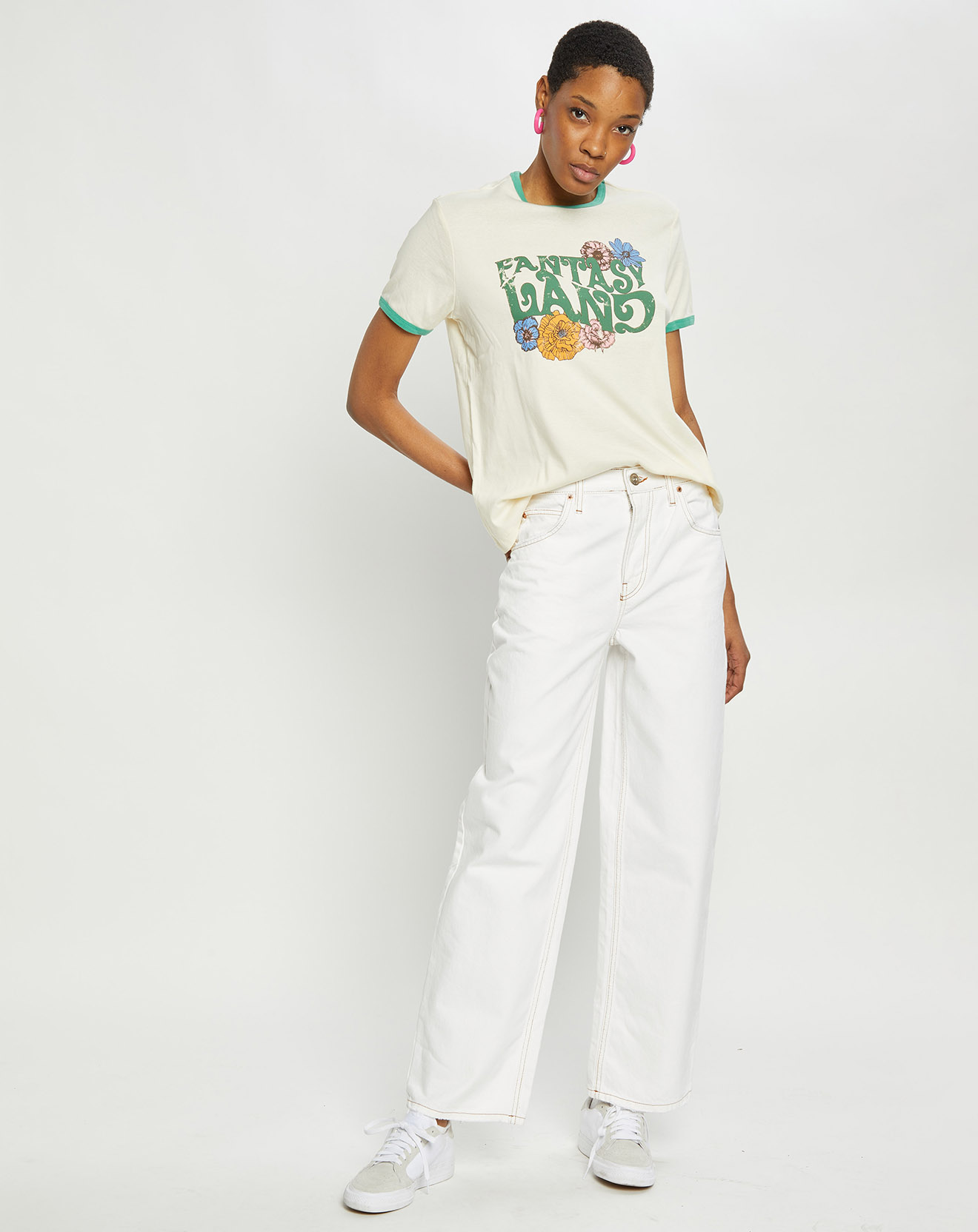 urban outfitters - jean boyfriend en toile de coton blanc