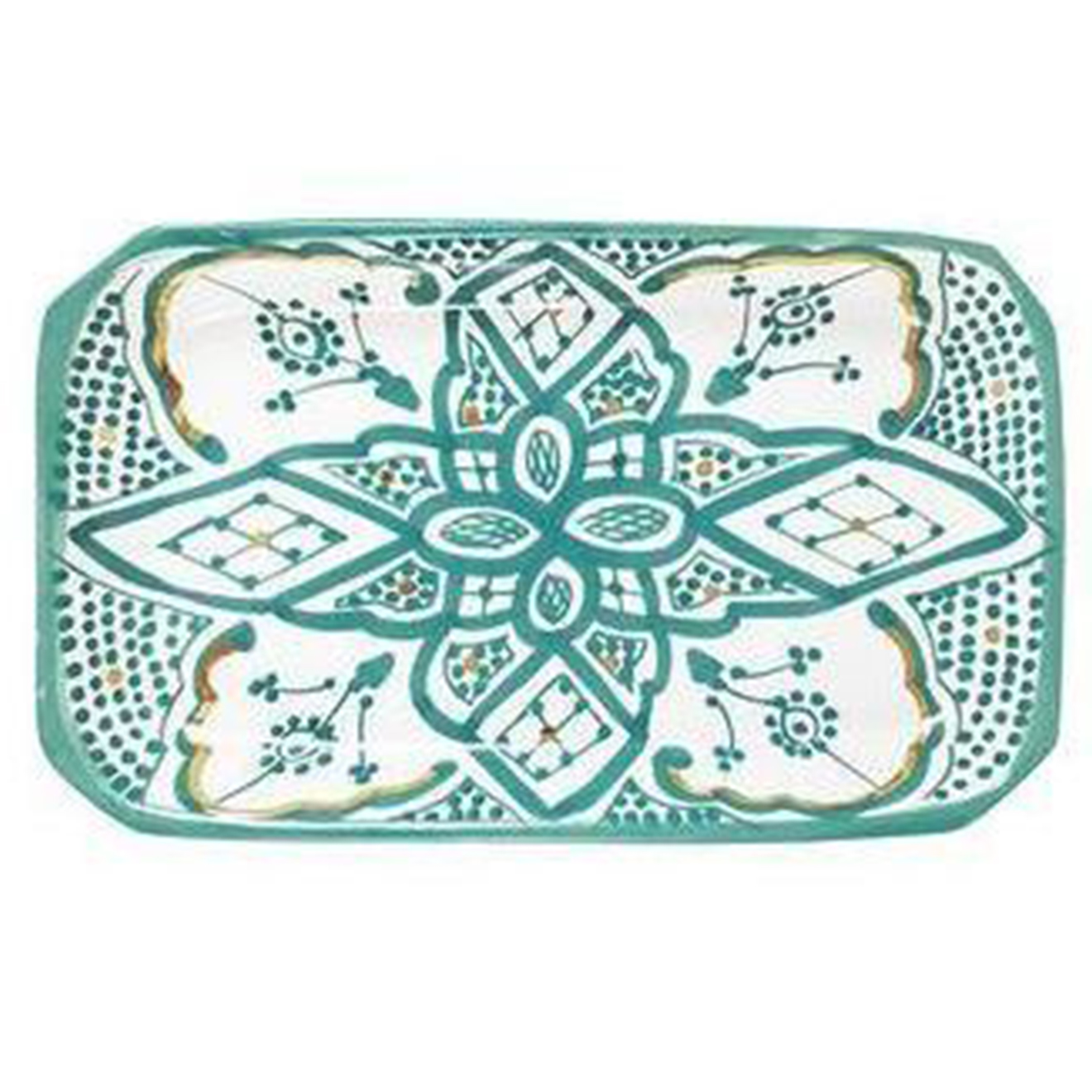 Plateau rectangle en Céramique Zwak vert royal - 24x14x3 cm