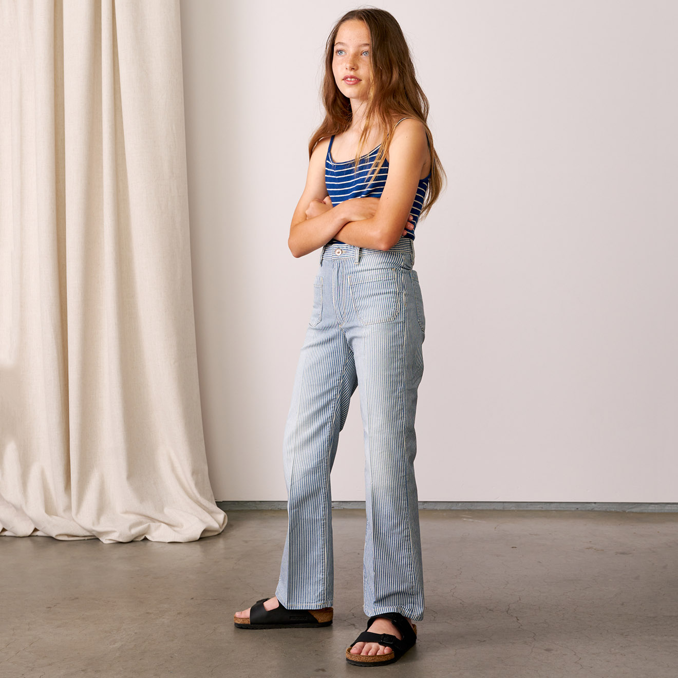Jean large rayé bleu pour femme | Sandro Paris