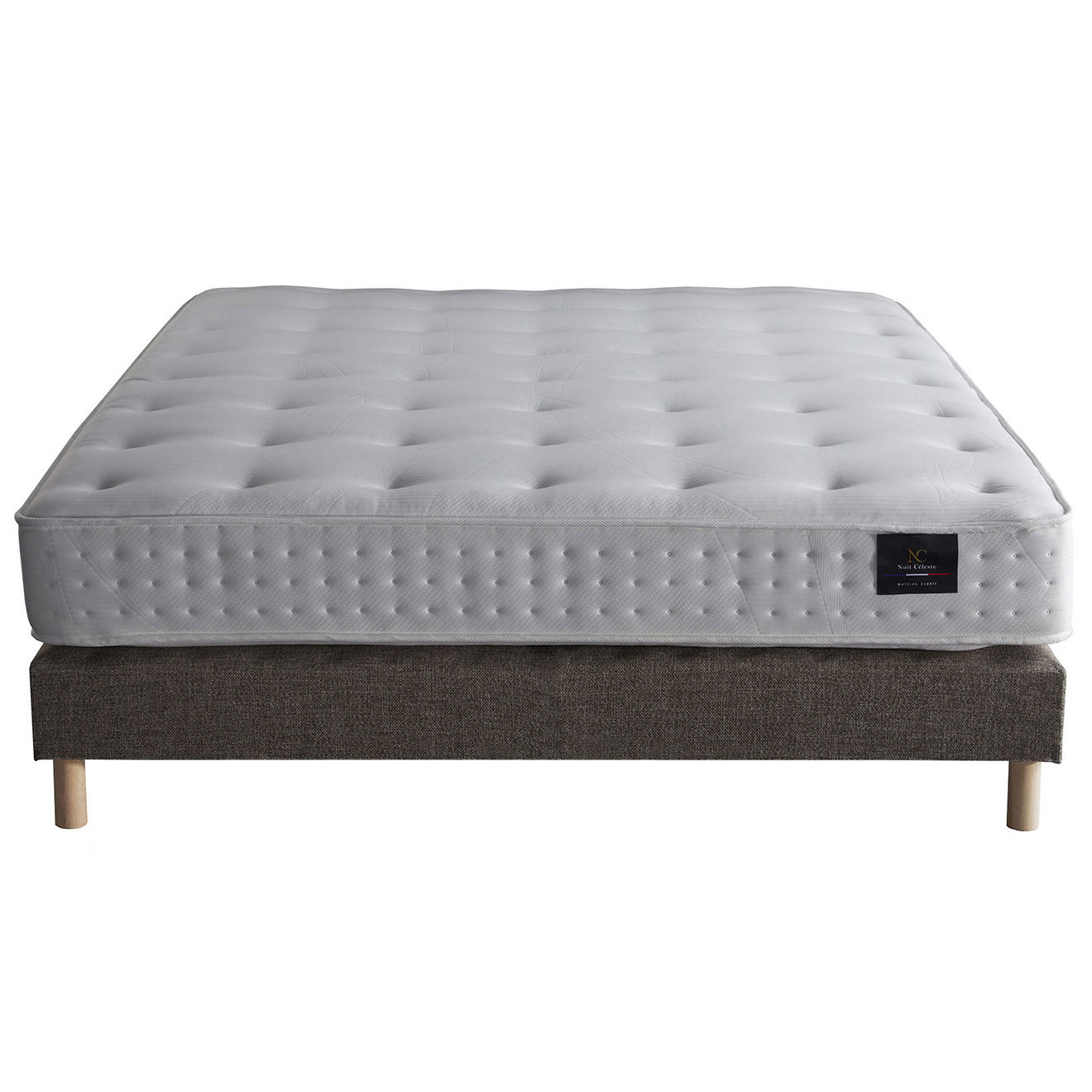 Nuit Céleste - Ensemble Sommier + Matelas latex naturel Clarté camel - 140x190 cm