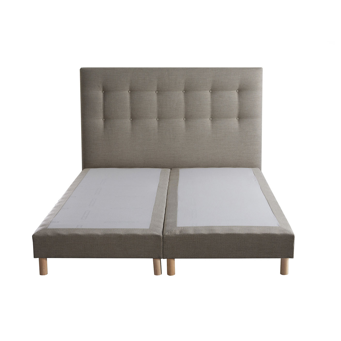 Nuit Céleste - Sommier tapissier + tête de lit capitonnée Symbiose beige - 180x200 cm