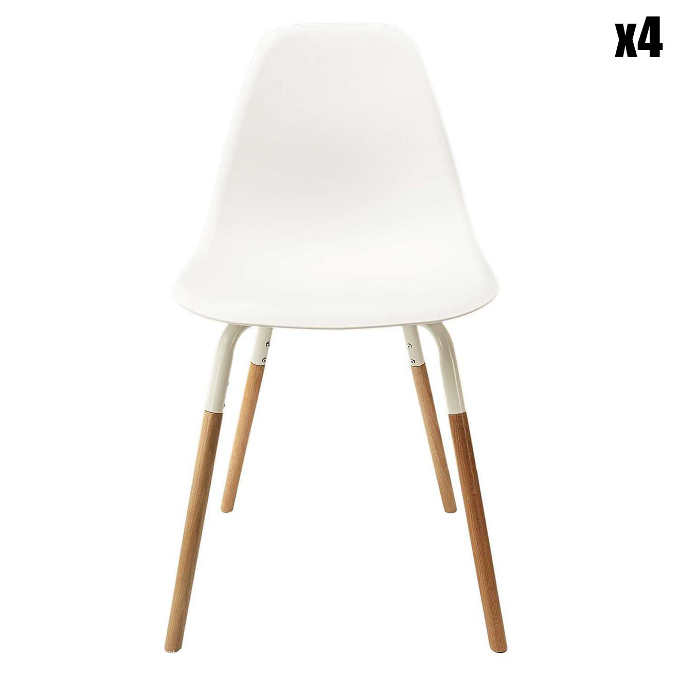 Home Deco Factory - 4 Chaises scandinaves Phenix blanc/marron - 55x81.9x45.9 cm