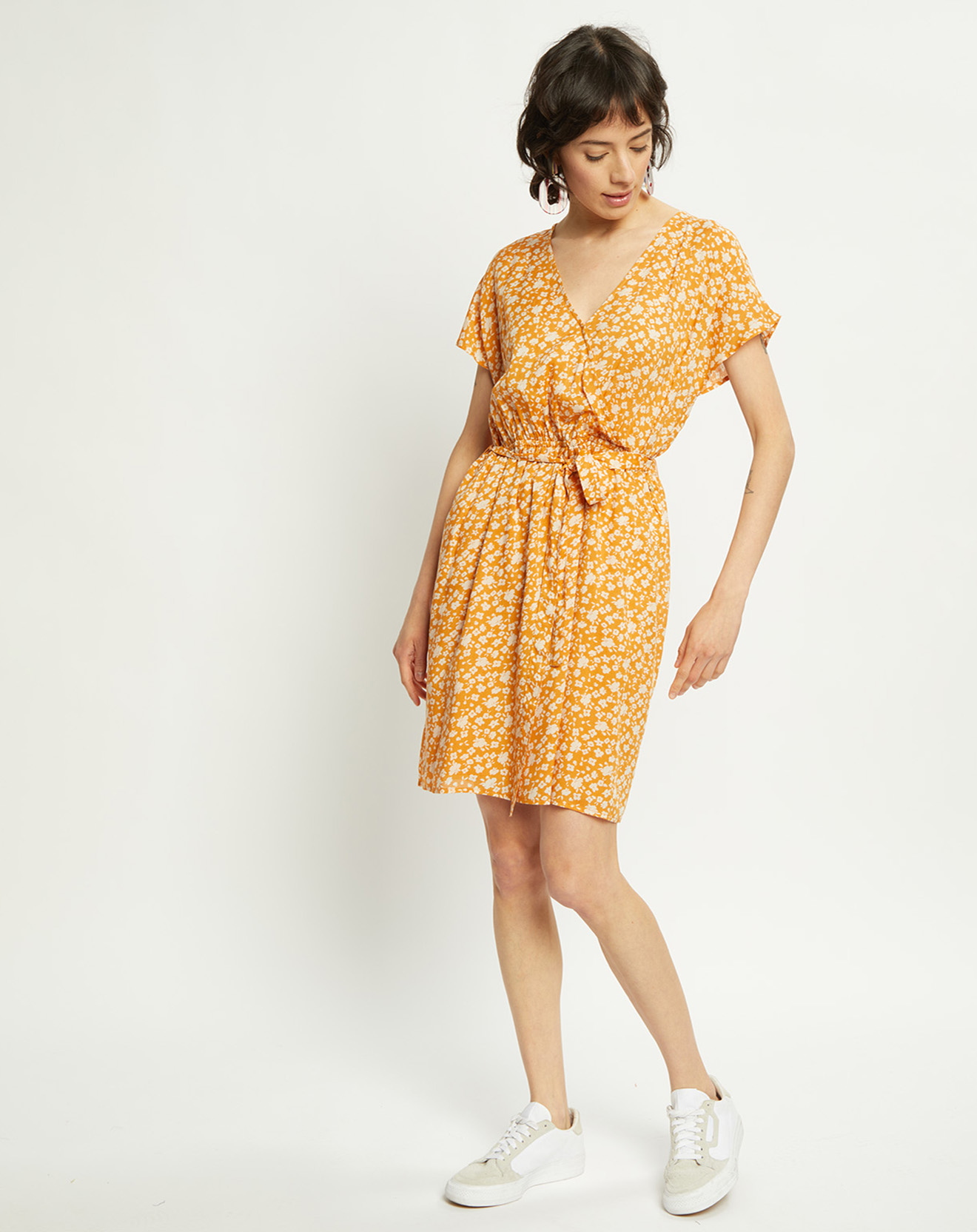 harris wilson - robe lancel à fleurs orange
