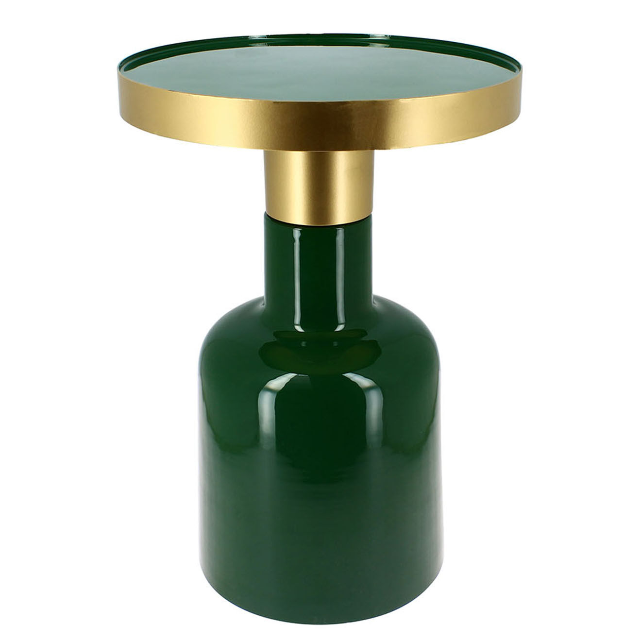 now's home - table d'appoint avec pied métal émaillé pamona doré/vert - 36x36x51 cm