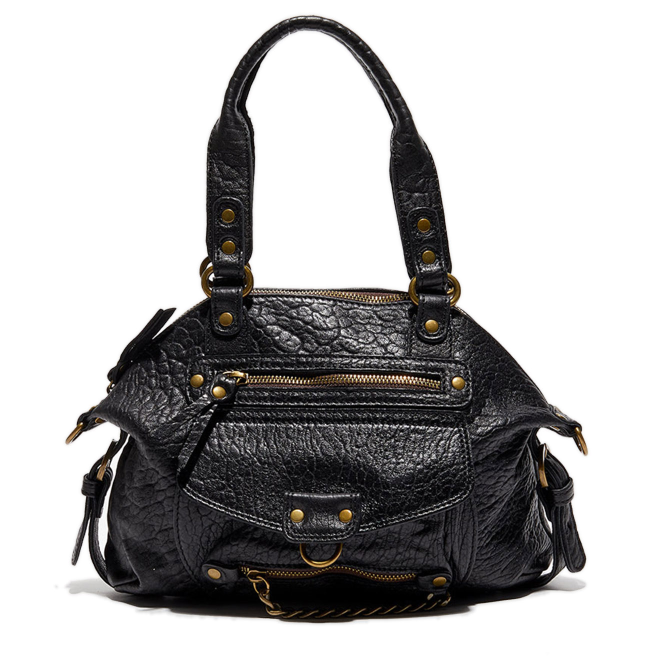 ABACO  - Sac &agrave; main en Cuir d'Agneau Mini Od&eacute;lia noir - 29x22x3 cm 