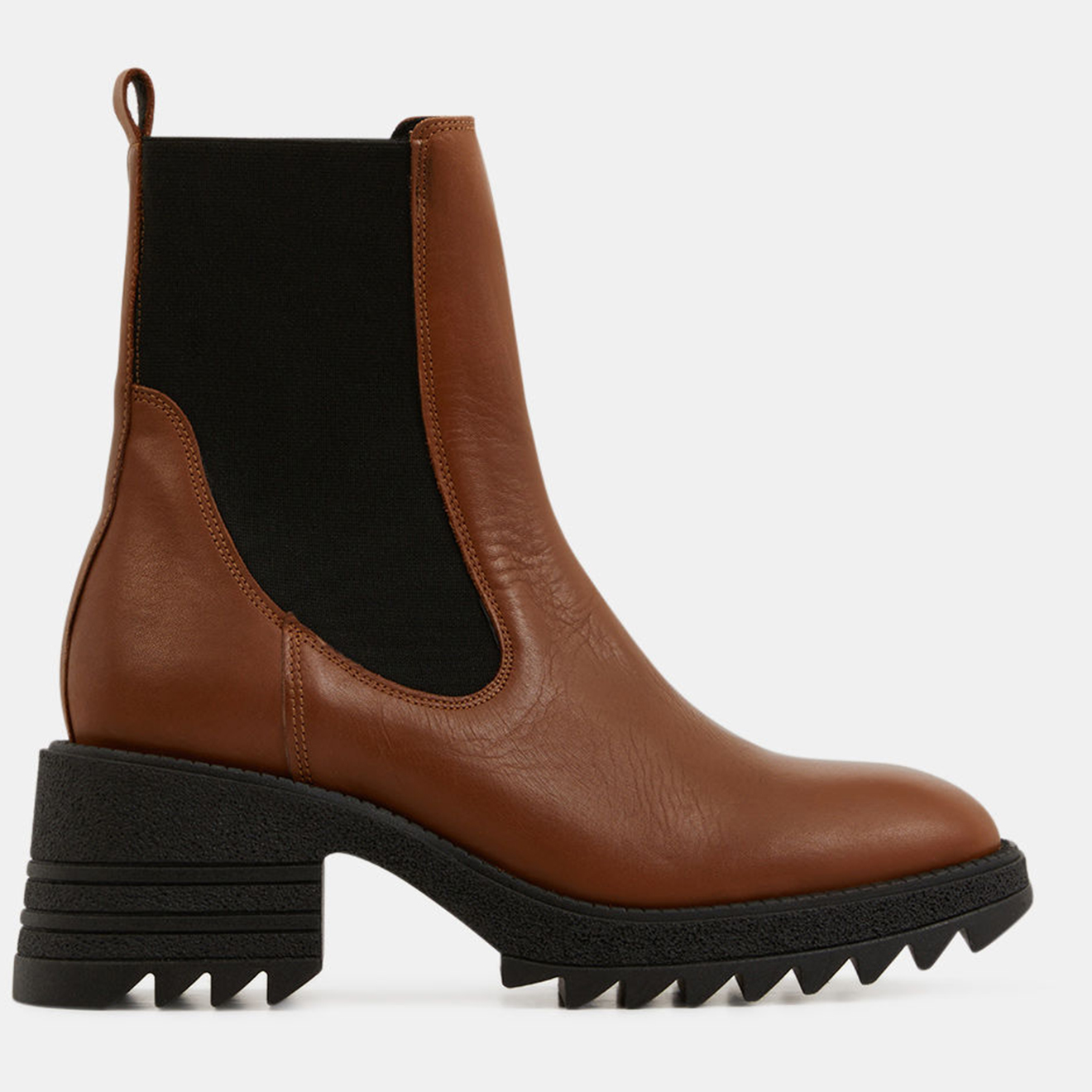 Galeries Lafayette - Chelsea boots en Cuir camel - Talon 6 cm