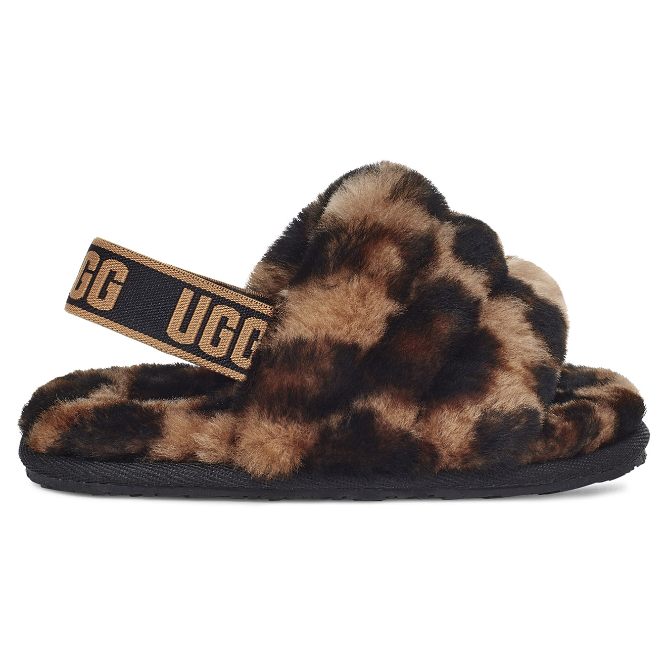 Ugg - Sandales chaussons en Peau de Mouton Fluff Yeah Slide marron