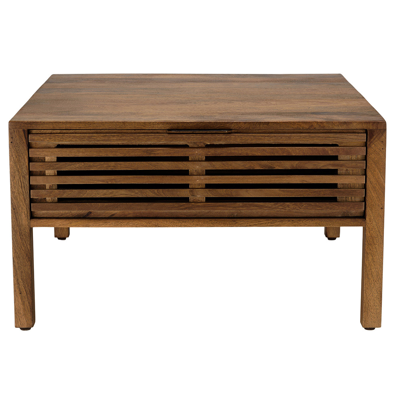 Macabane - Table basse carrée en bois de manguier ajourés  alix bois - 76x76x47 cm