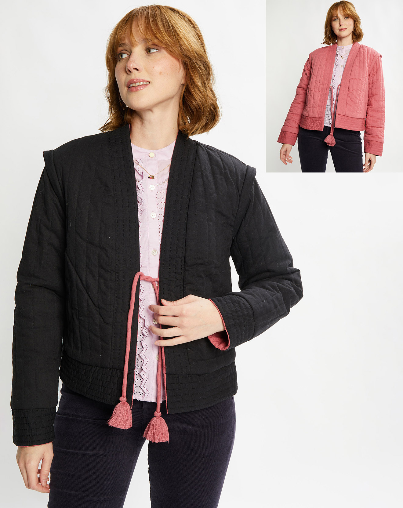 Scotch & Soda - Veste Réversible Quilted noir/rose