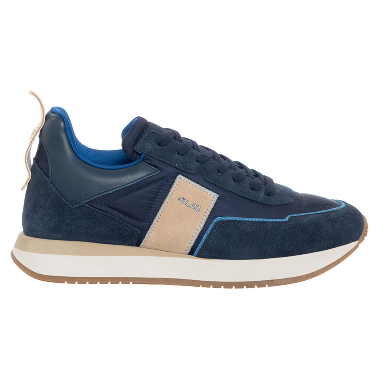 Cesare Paciotti 4Us - Sneakers en Velours de Cuir Sean bleu marine/beige