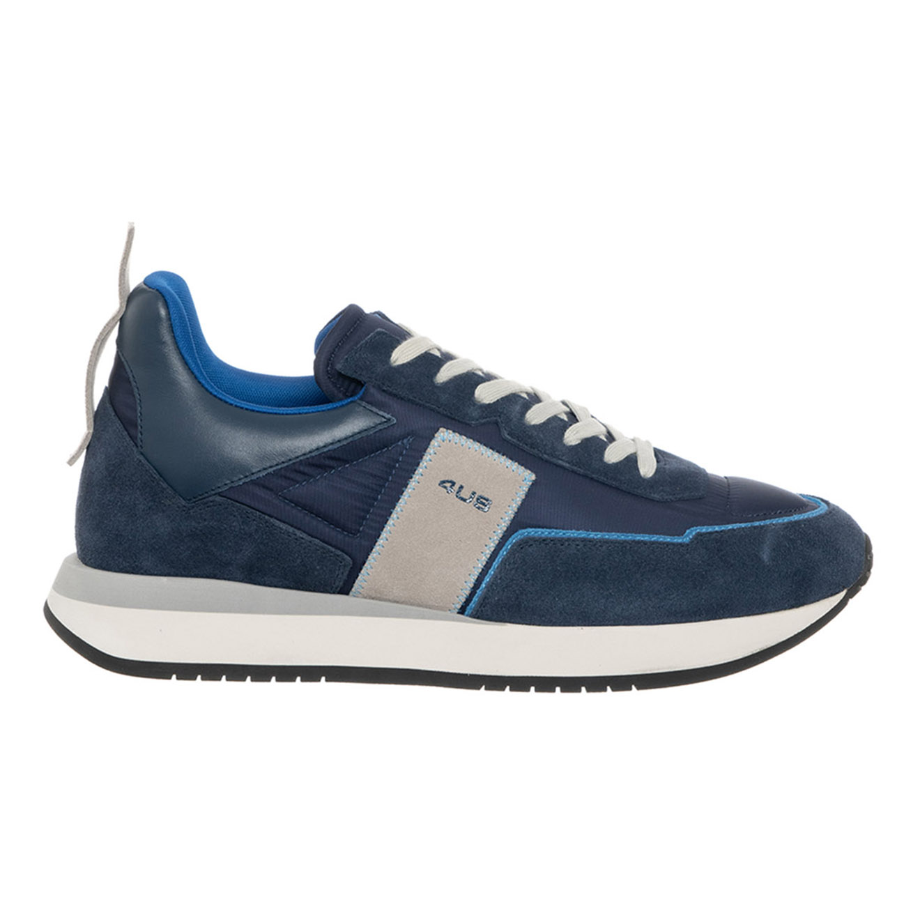 Cesare Paciotti 4Us - Sneakers en Velours de Cuir Sean bleu marine/beige