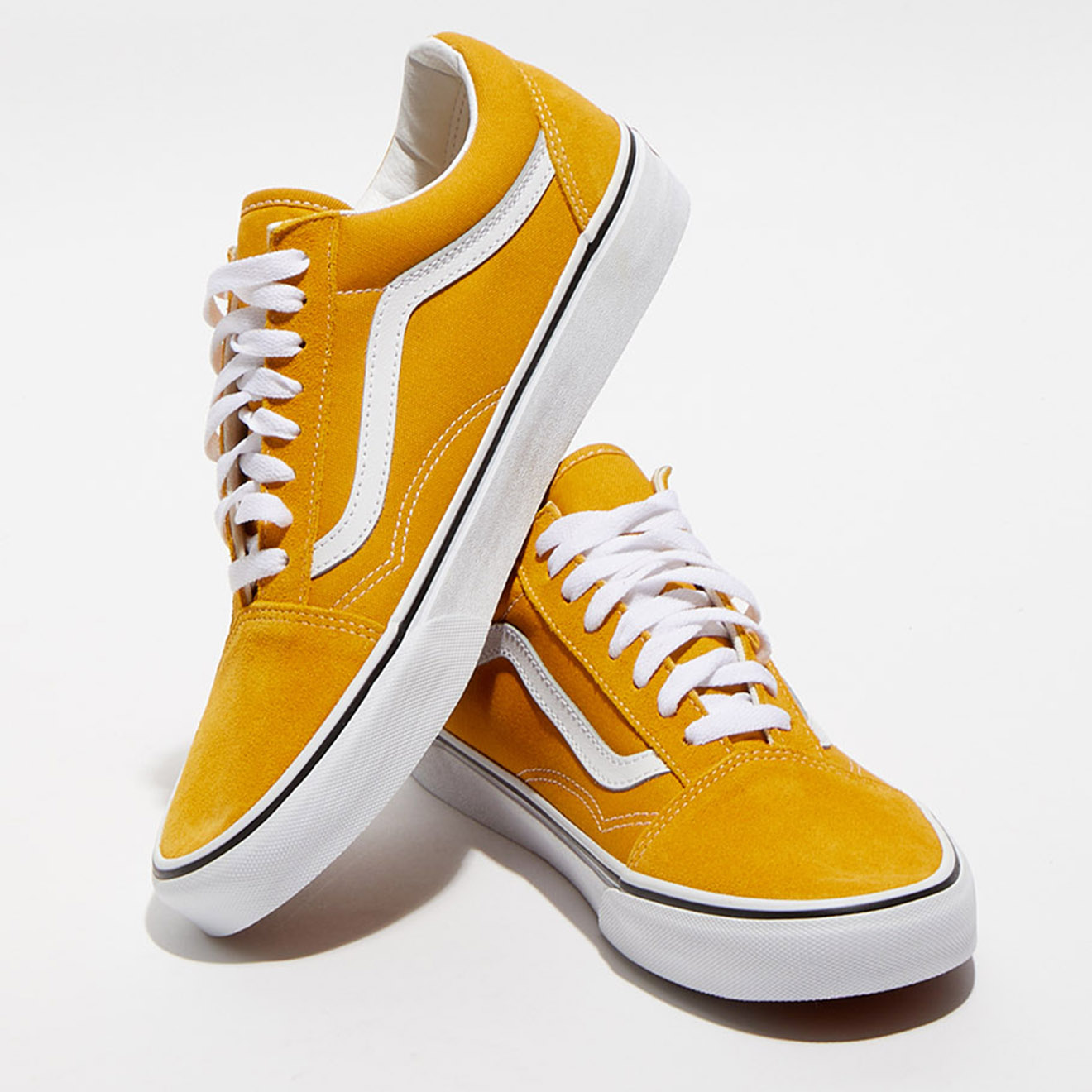 Vans - Baskets en Velours de Cuir & Toile Old Skool jaunes