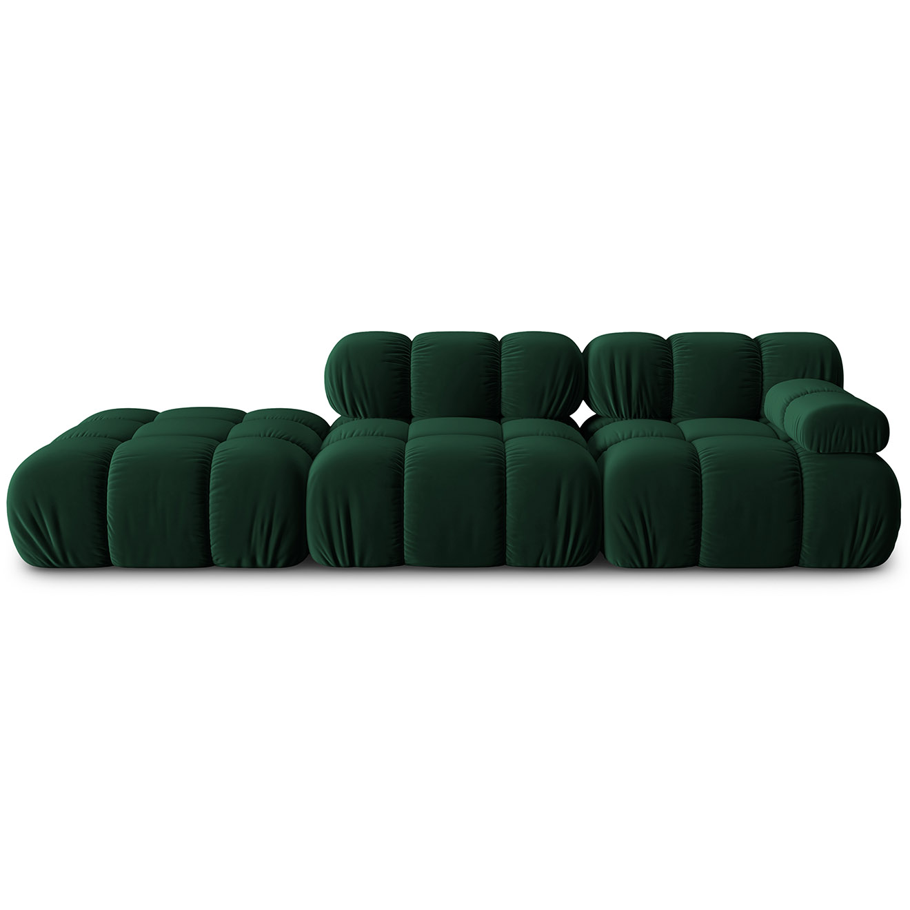 Milo Casa - Chauffeuse Gauche Velours Tropea 4 Places vert bouteille - 282x94x63 cm