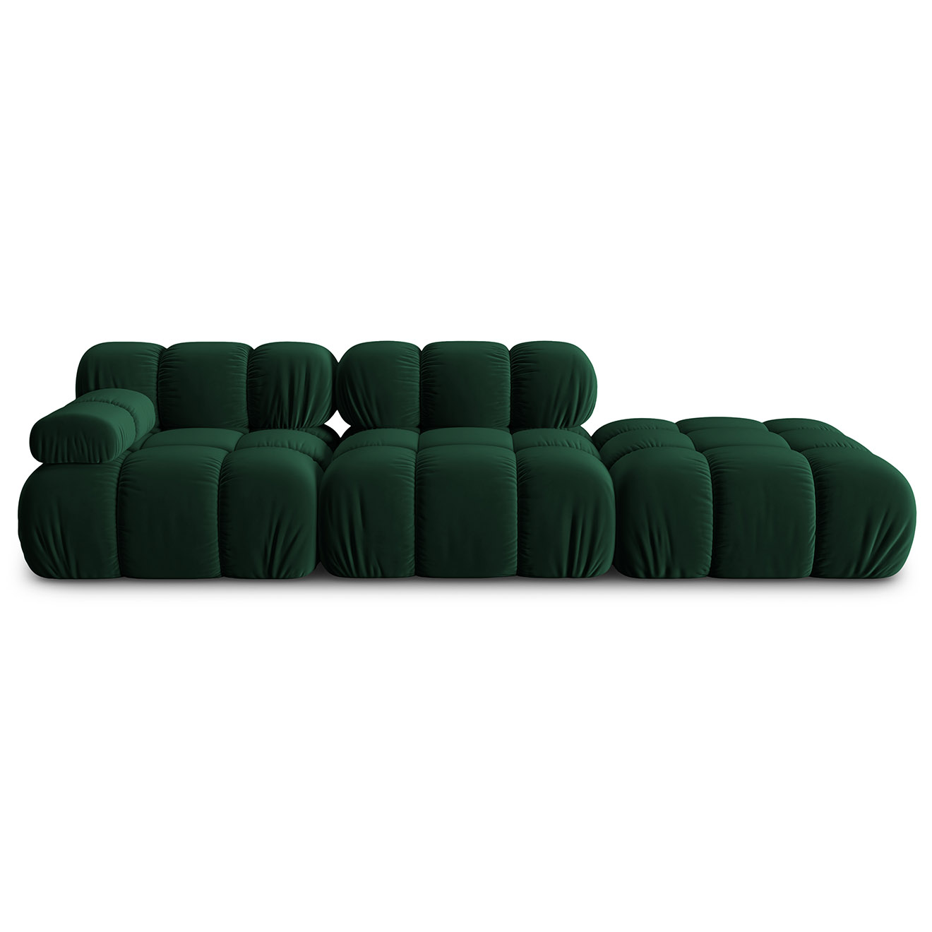 Milo Casa - Chauffeuse Droit Velours Tropea 4 Places vert bouteille - 282x94x63 cm