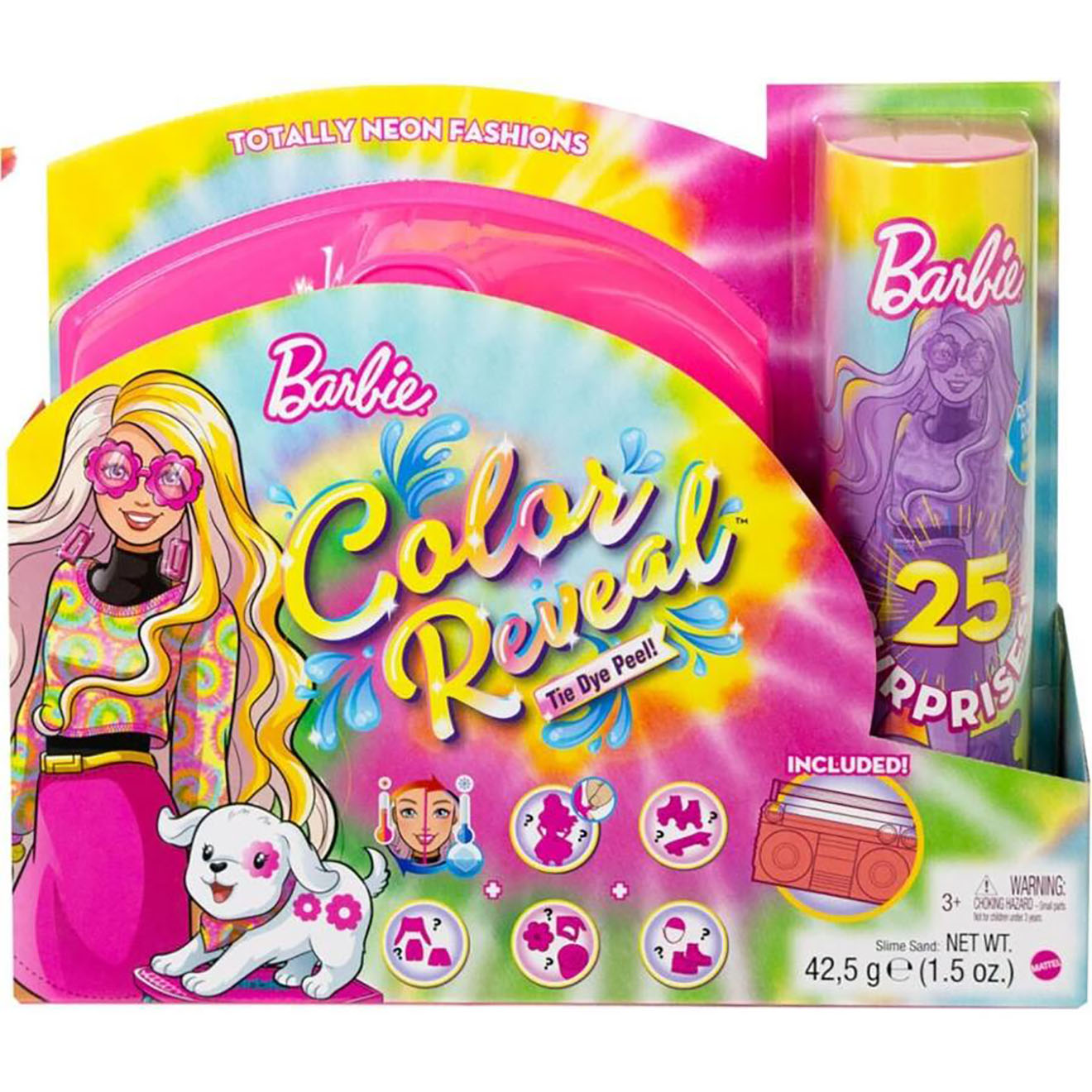 Mattel - Barbie: Color Reveal - Coffret cadeau néon tie-dye - 3 ans et +