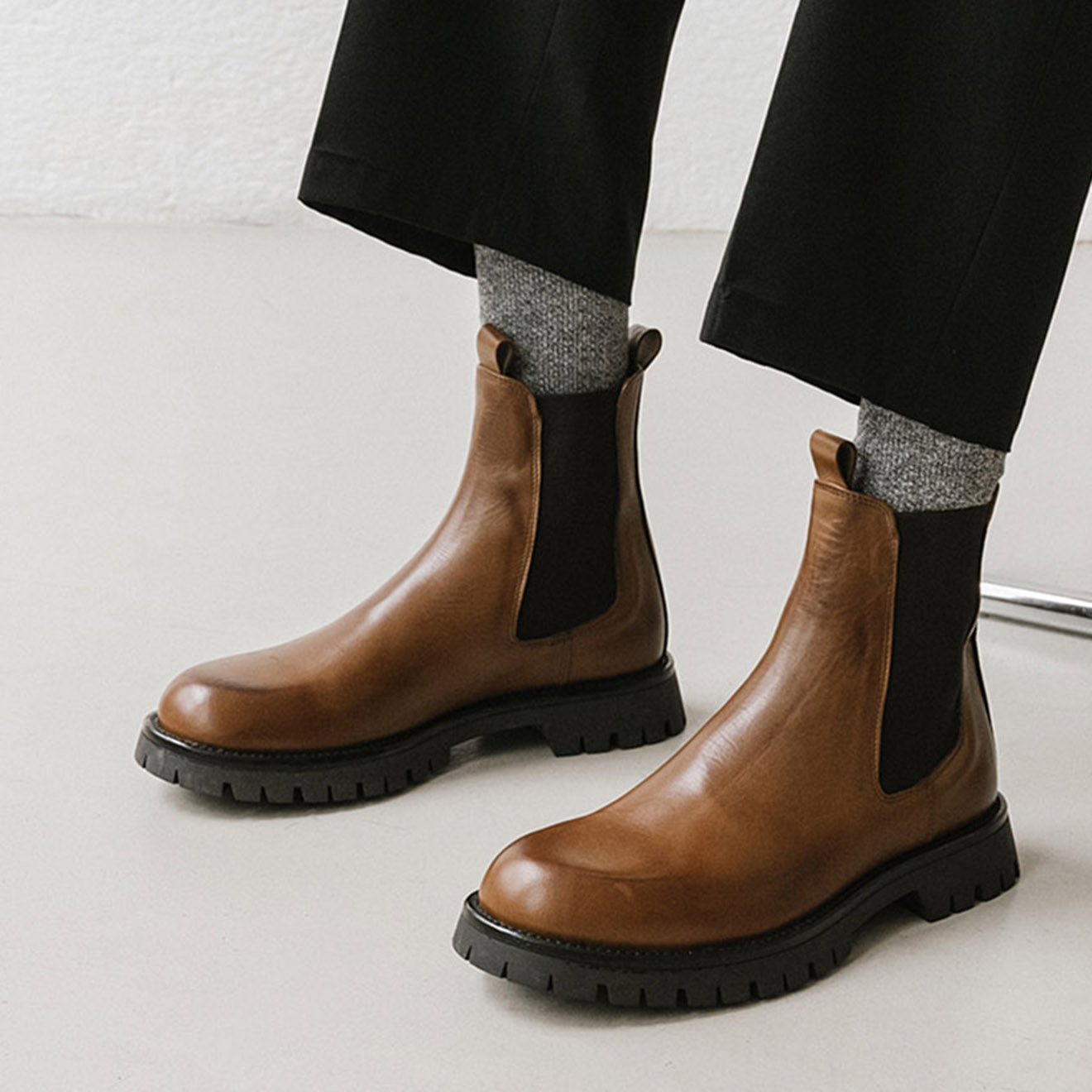 jonak - chelsea boots en cuir riddelio marron