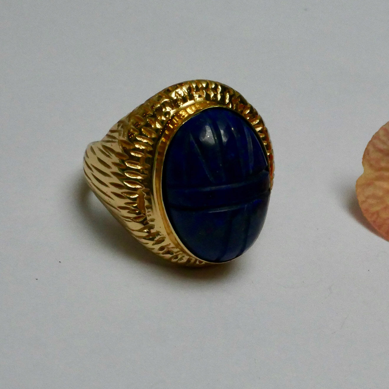 diaperis - bague maka en plaqué or & lapis lazuli