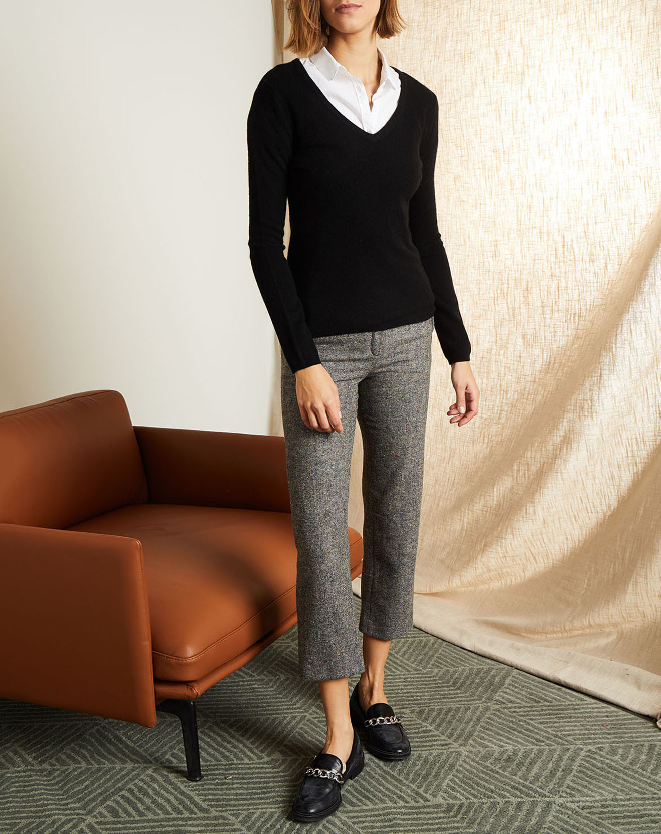 Pull Col V 100% Cachemire Halogen - Noir - Taille S - Neuf Avec étiquettes