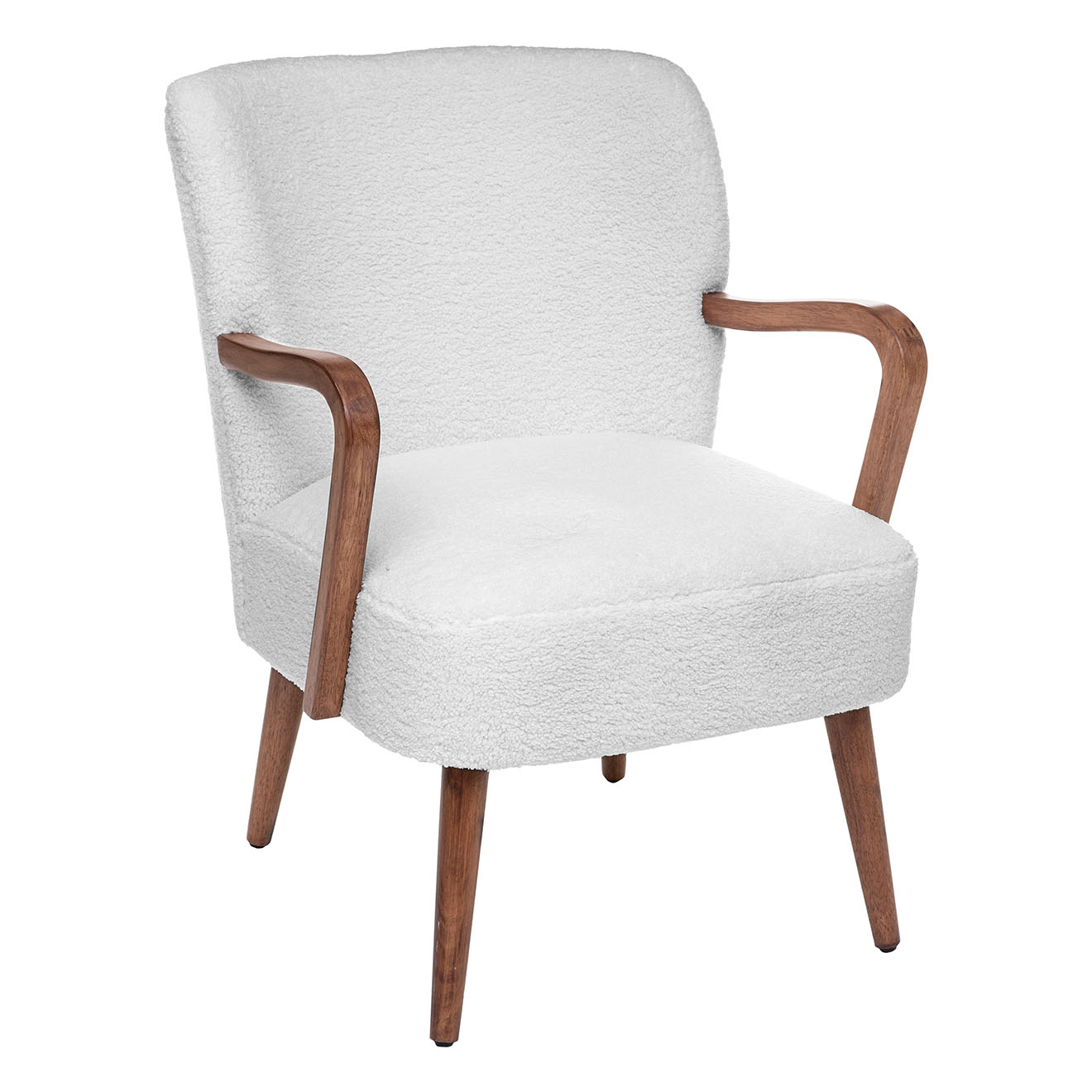 Atmosphera - Fauteuil bouclette Chiara blanc - 62.5x71x79 cm