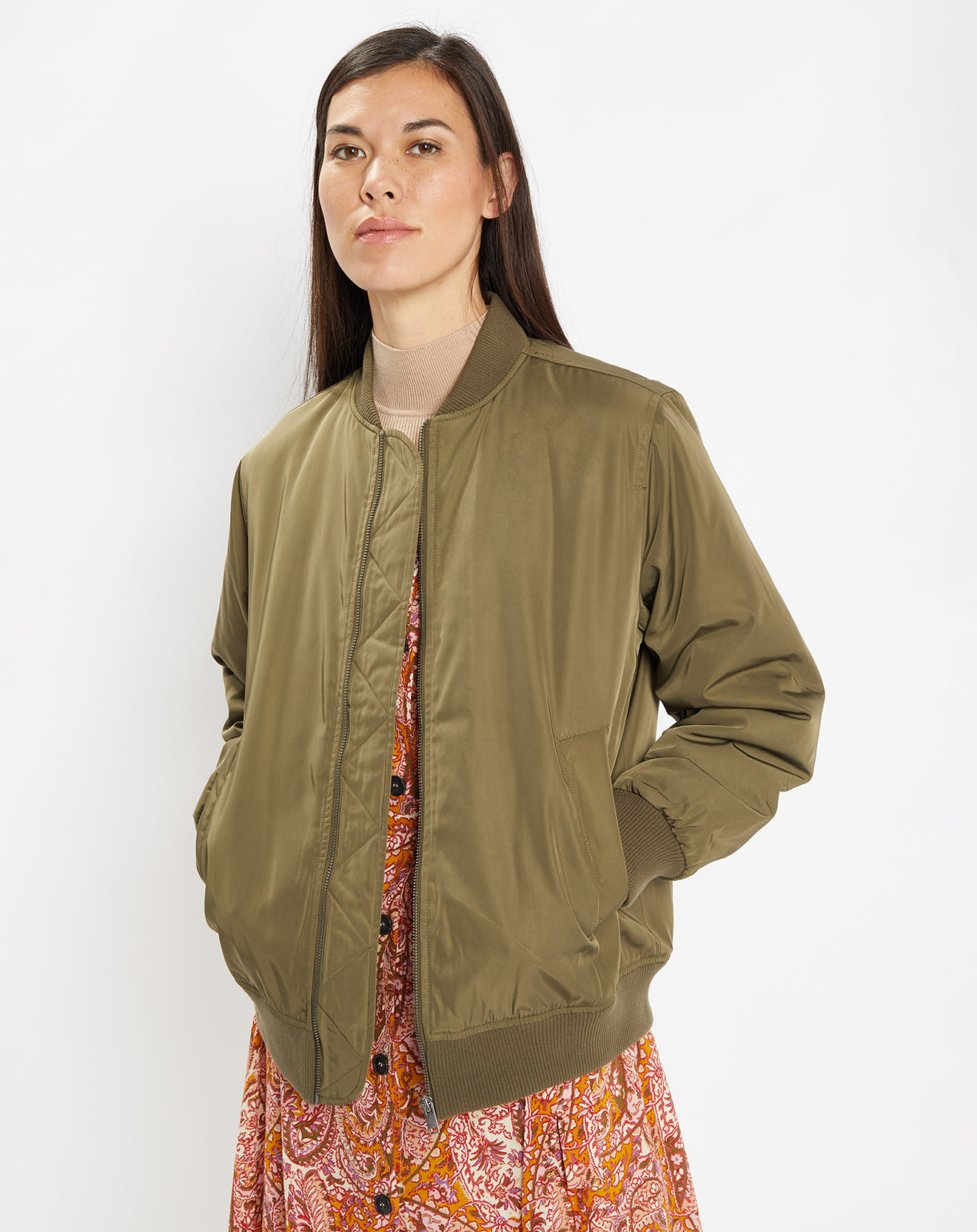 Galeries Lafayette - Blouson bombers Ridley vert kaki