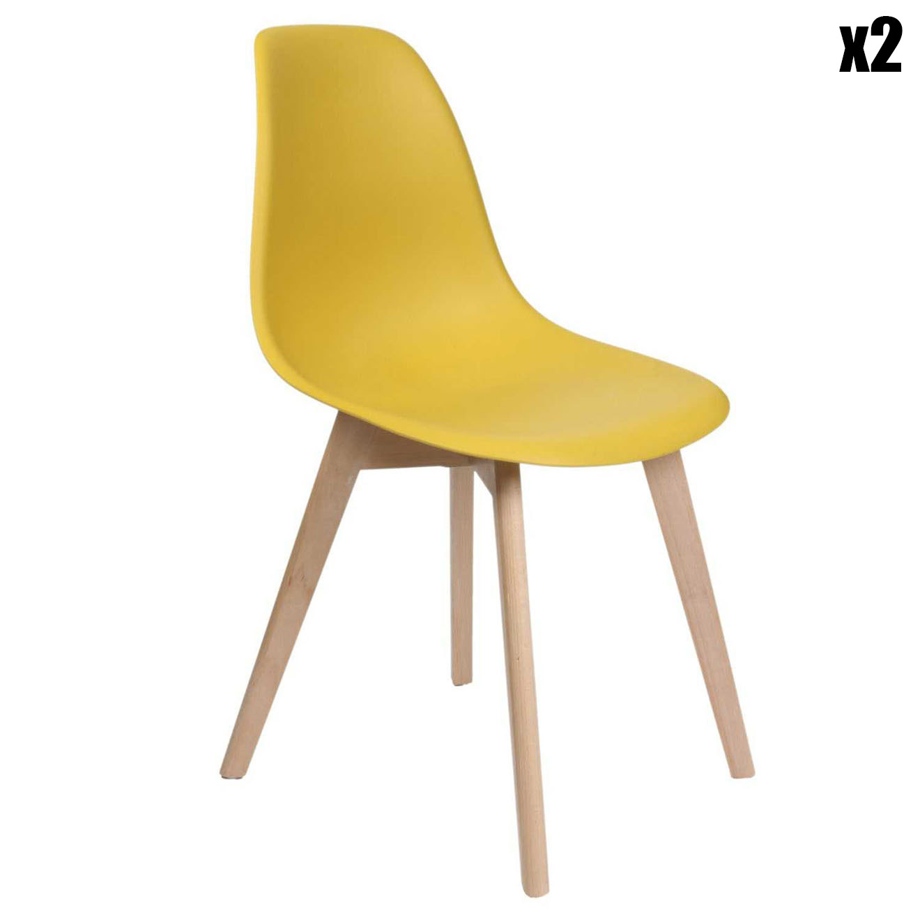 Home Deco Factory - 2 Chaises Scandinave jaune moutarde - 45.8x51.4x84.6 cm