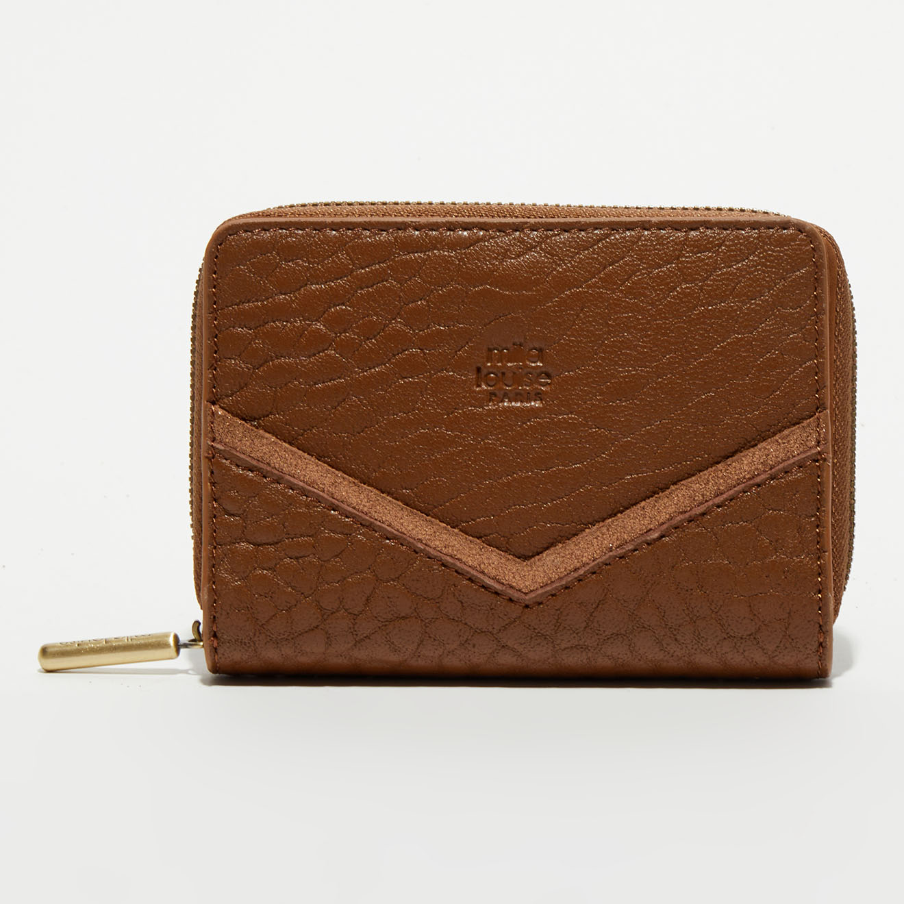 Mila Louise - Portefeuille en Cuir Rome marron - 13x10x3 cm