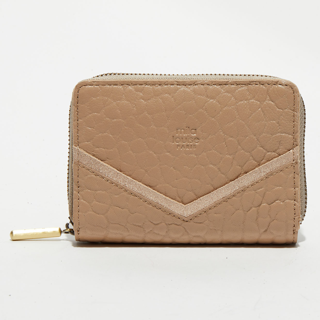 Mila Louise - Portefeuille en Cuir Rome taupe - 13x10x3 cm