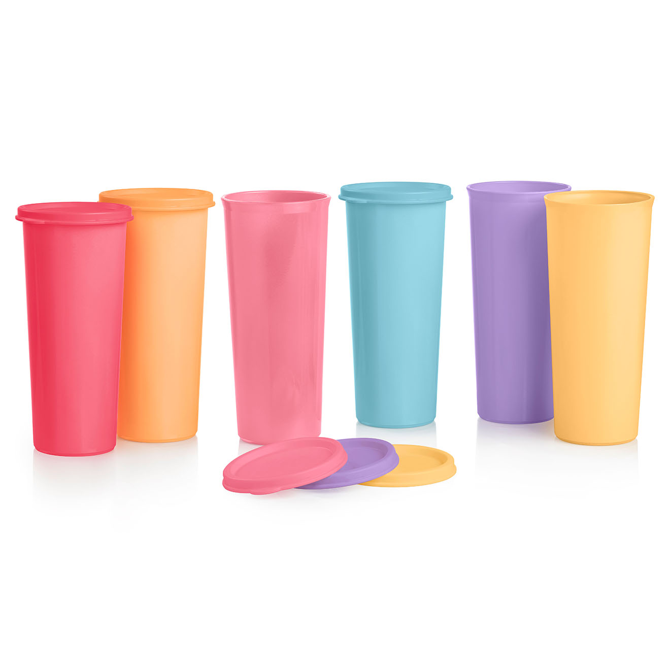 Tupperware - 6 Gobelets avec couvercle Rainbow multicolores - 177ml