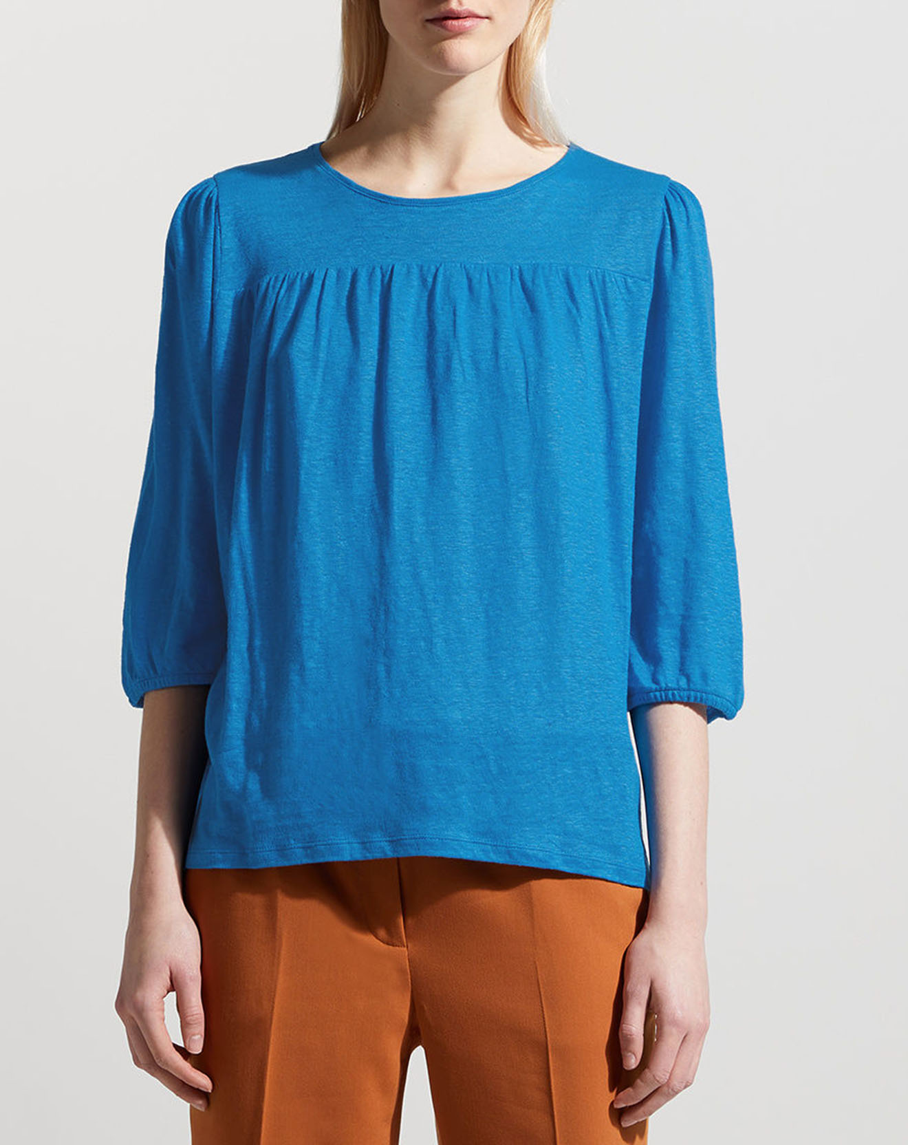 jodhpur - t-shirt 100% lin riko bleu moyen