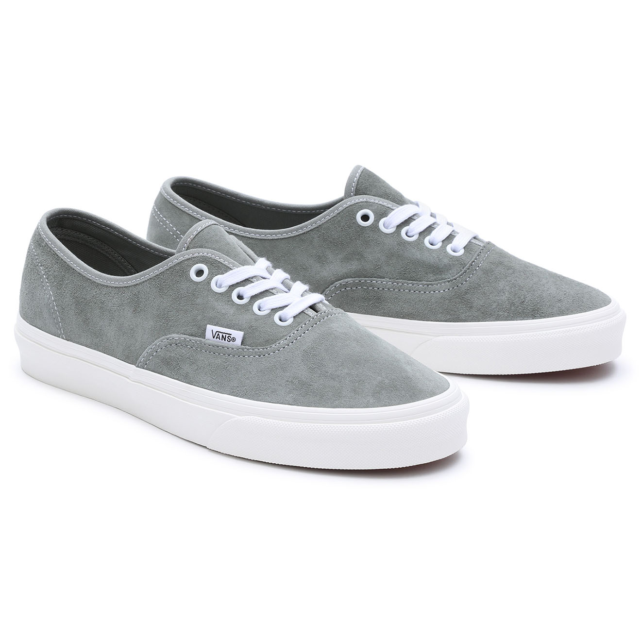 Vans - Baskets en Velours de Cuir Authentic grises