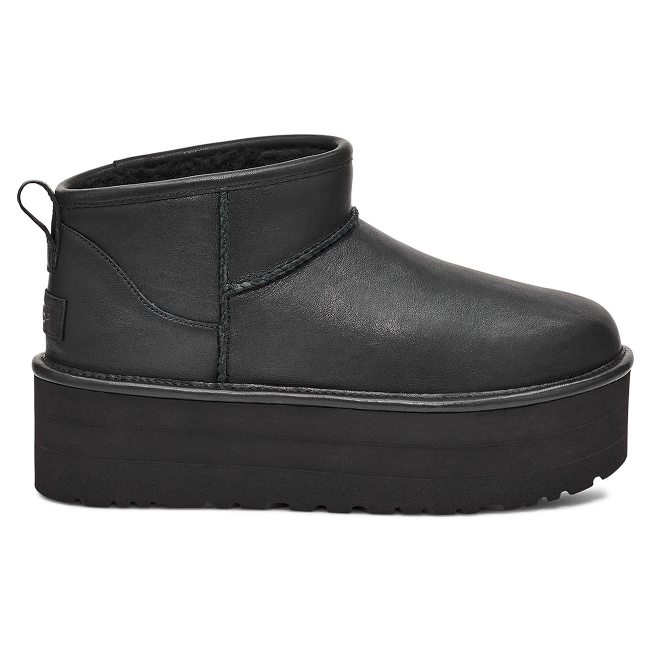 Ugg - Boots fourrées Laine en Cuir Classic Mini Platform noires