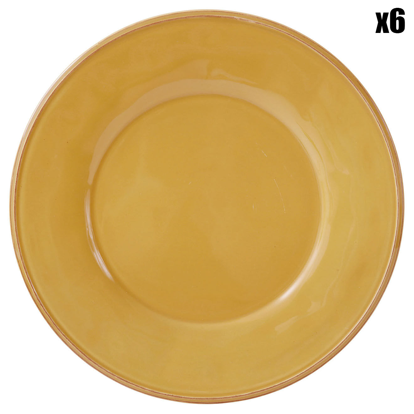 COTE TABLE C&ocirc;t&eacute; Table - 6 Assiettes plates Constance moutarde - D.28.5 cm 